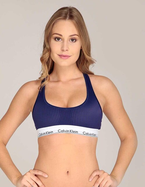 Top Calvin Klein azul con diseño corte láser en Liverpool