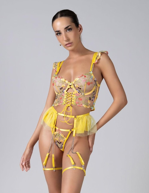 Set bra-panty-liguero Santa Diabla