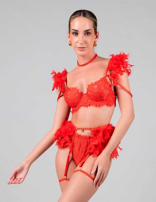 Set bra-panty-liguero Santa Diabla