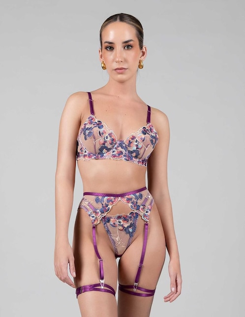 Set bra-panty-liguero Santa Diabla