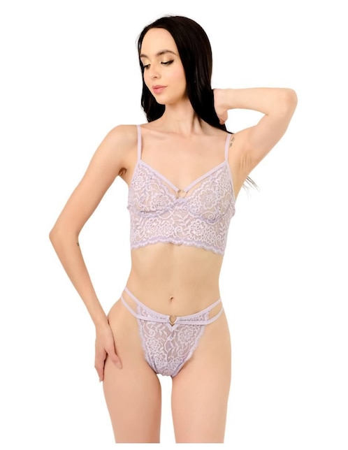 Conjunto de bra y panty Liu Liu de encaje
