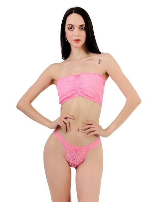 Conjunto de bra y panty Liu Liu de encaje