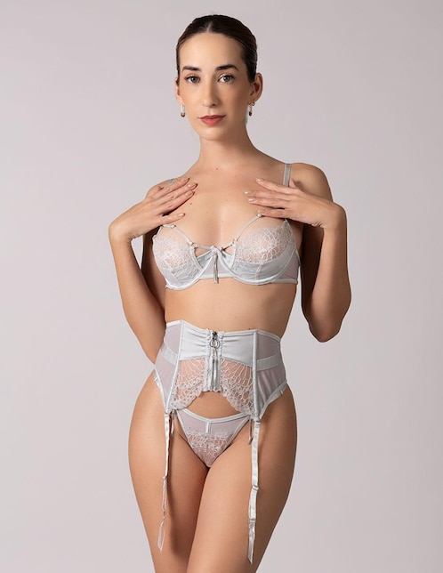 Set bra-panty-liguero Santa Diabla