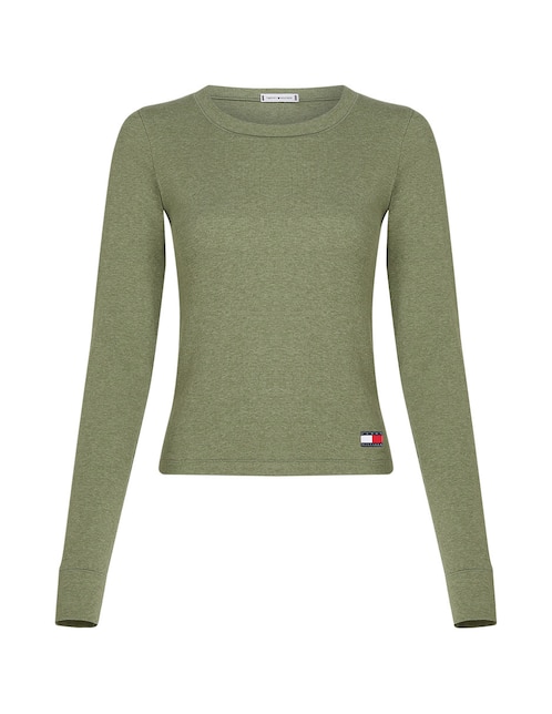 Playera manga larga cuello redondo para mujer 1
