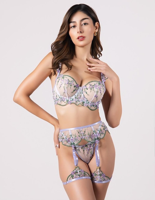 Set bra-panty-liguero Santa Diabla