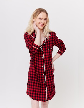 Camisón Revie Homewear estampado a cuadros de algodón
