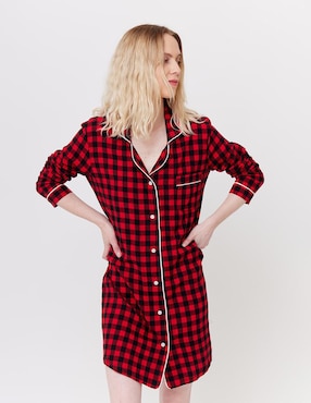 Camisón Revie Homewear estampado a cuadros de algodón