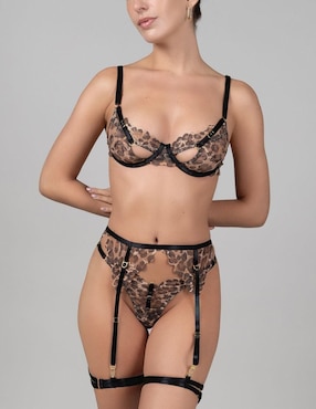 Set bra-panty-liguero Santa Diabla