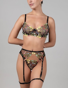 Set bra-panty-liguero Santa Diabla