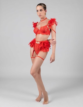 Set bra-panty-liguero Santa Diabla