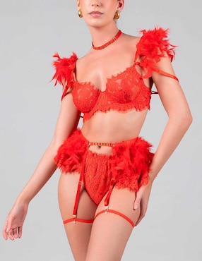Set bra-panty-liguero Santa Diabla