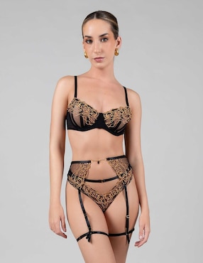 Set bra-panty-liguero Santa Diabla