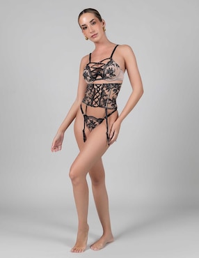 Set bra-panty-liguero Santa Diabla
