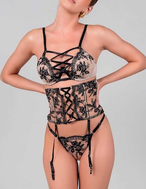 Set bra-panty-liguero Santa Diabla