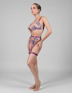 Set bra-panty-liguero Santa Diabla