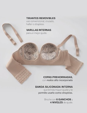Brassiere balconette Leonisa copa push up para mujer