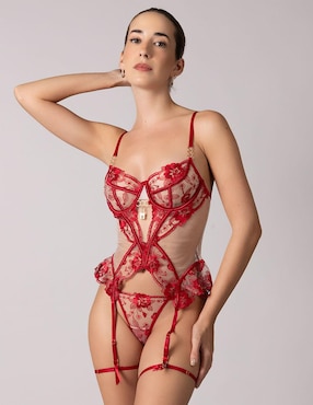 Set bra-panty-liguero Santa Diabla