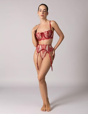 Set bra-panty-liguero Santa Diabla