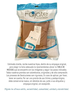Faja moldeadora reductora Fajate con compresión alta para mujer