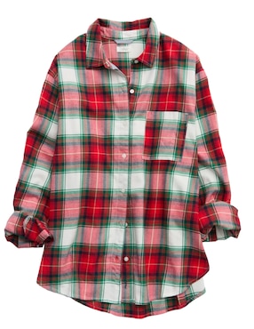Playera pijama aerie estampado a cuadros para mujer
