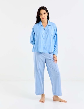 Playera pijama Calvin Klein estampado a cuadros para mujer