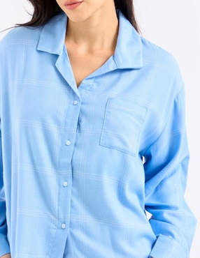Playera pijama Calvin Klein estampado a cuadros para mujer