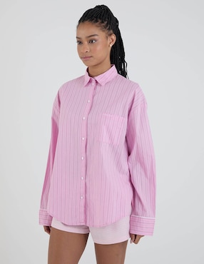 Playera pijama Ck estampado a rayas para mujer