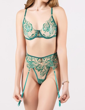 Set bra-panty-liguero Santa Diabla