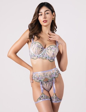 Set bra-panty-liguero Santa Diabla