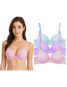 Set brassiere demi Tatys Fashion copa doble push up seamless para mujer