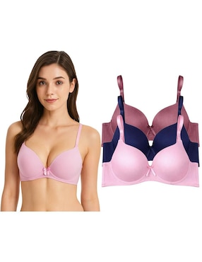 Set brassiere demi Tatys Fashion copa doble push up seamless para mujer