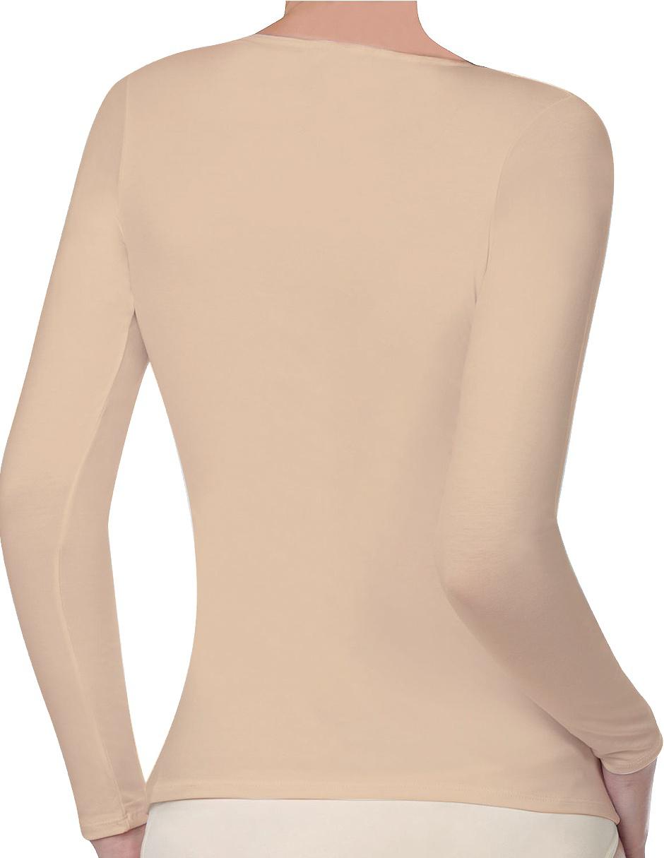 Playera manga larga cuello V para mujer 2