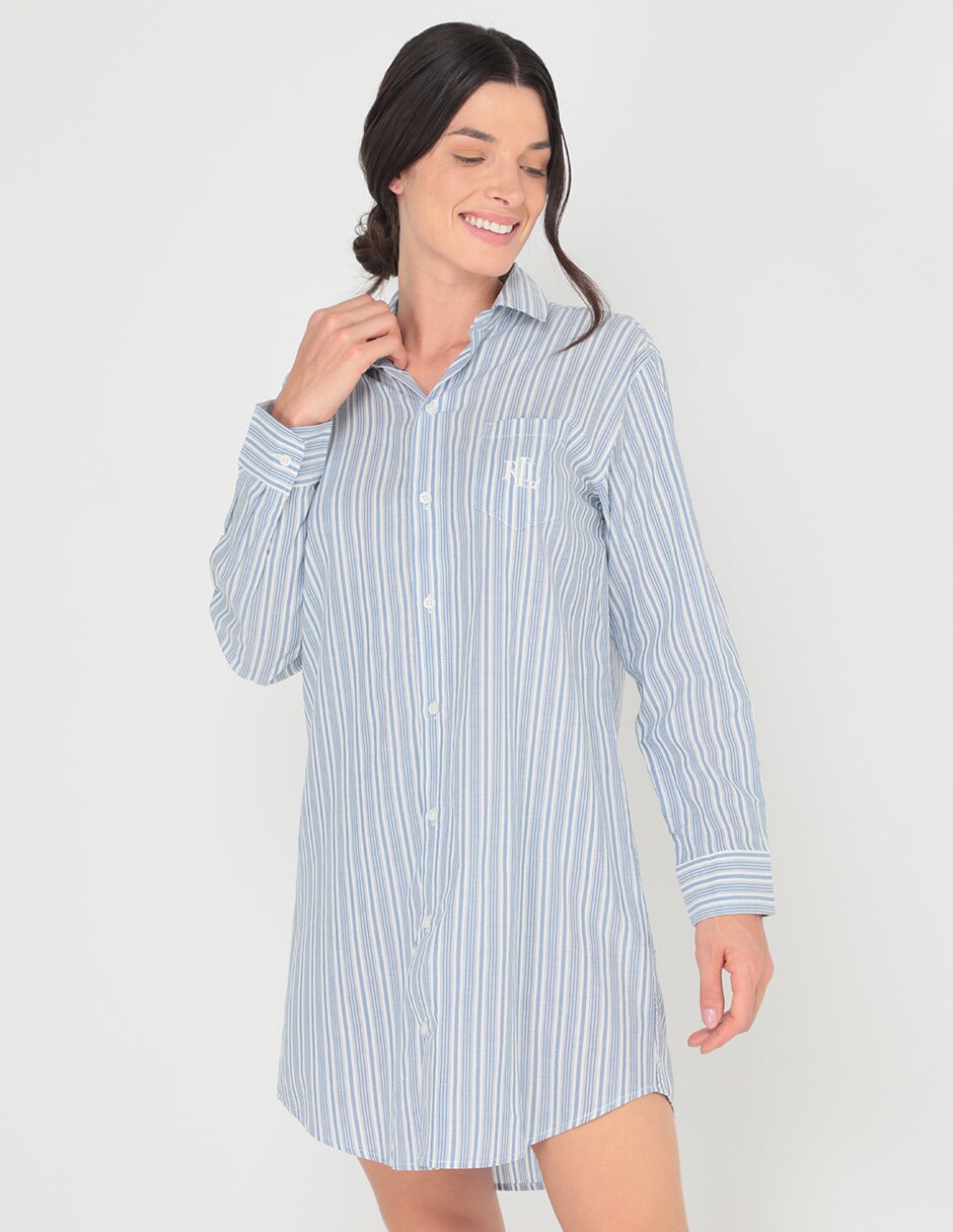 Camisón estampado a rayas de algodón 1