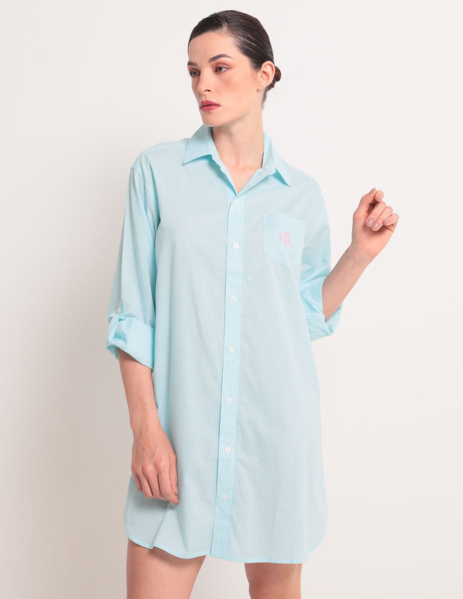 Camisón estampado a cuadros de algodón 1