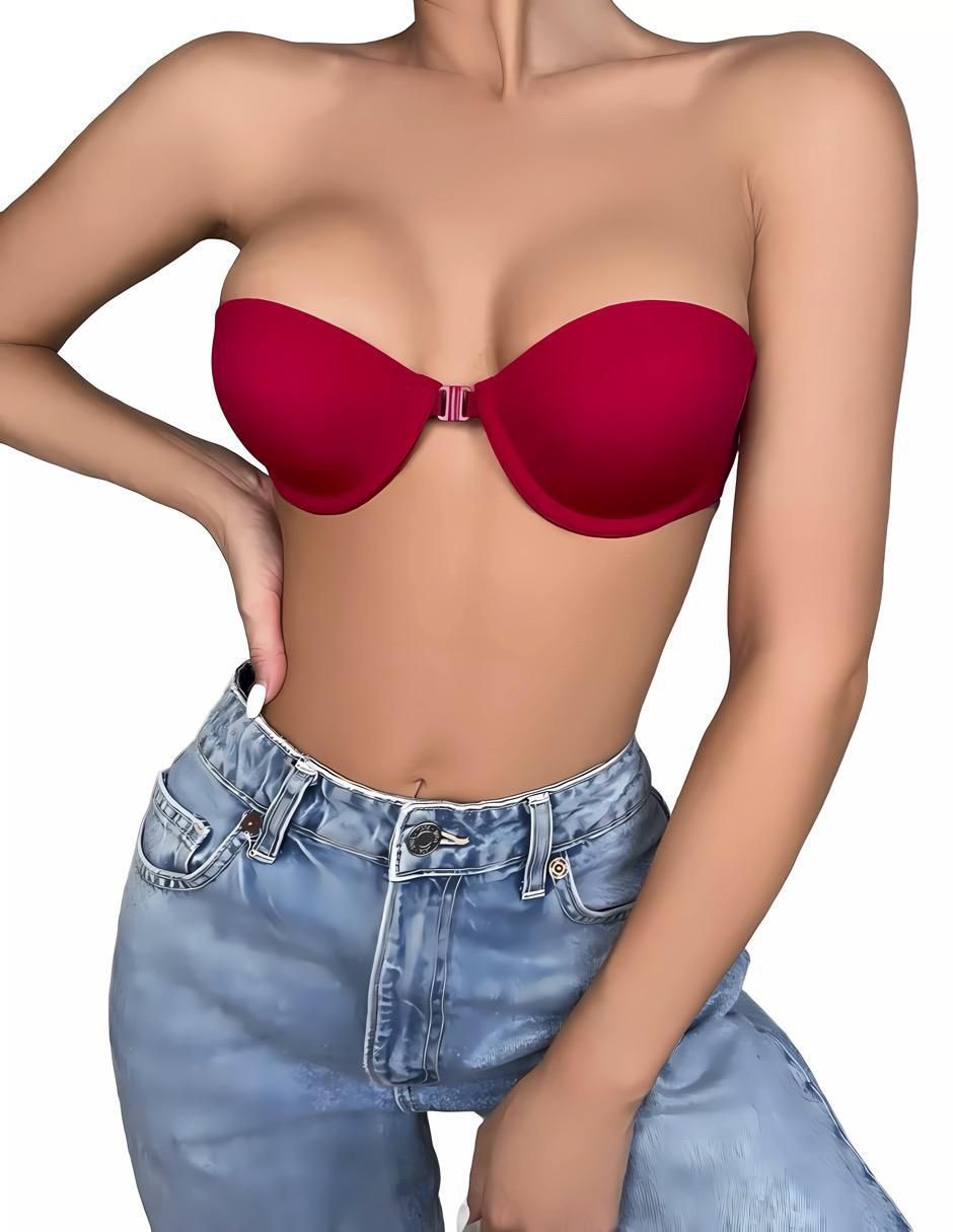 Brassiere strapless media copa para mujer 5
