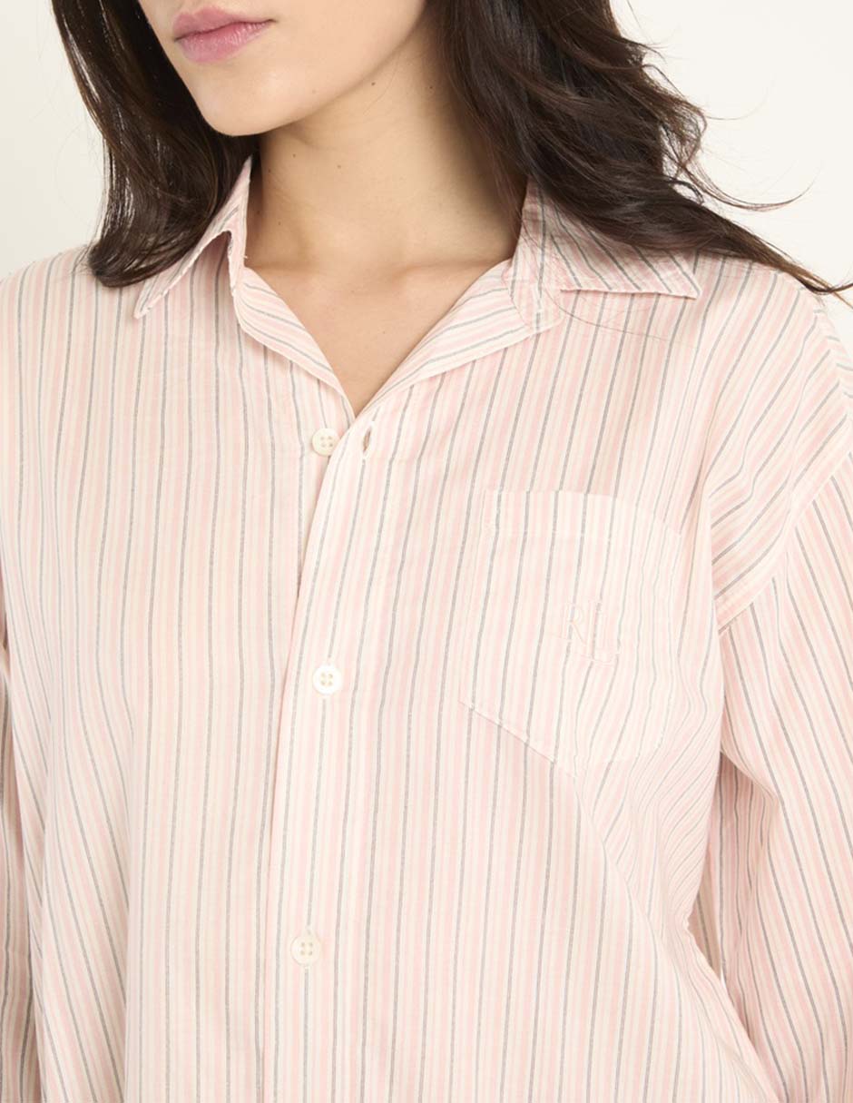 Camisón estampado a rayas de algodón 4