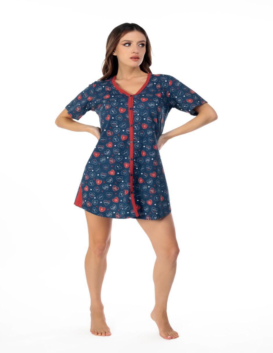 Camisón estampado corazón de algodón