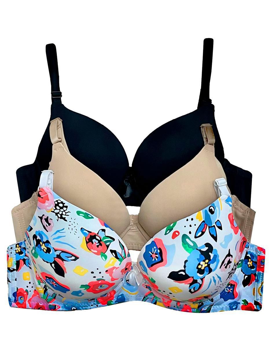 Set brassiere demi copa doble push up seamless para mujer 3