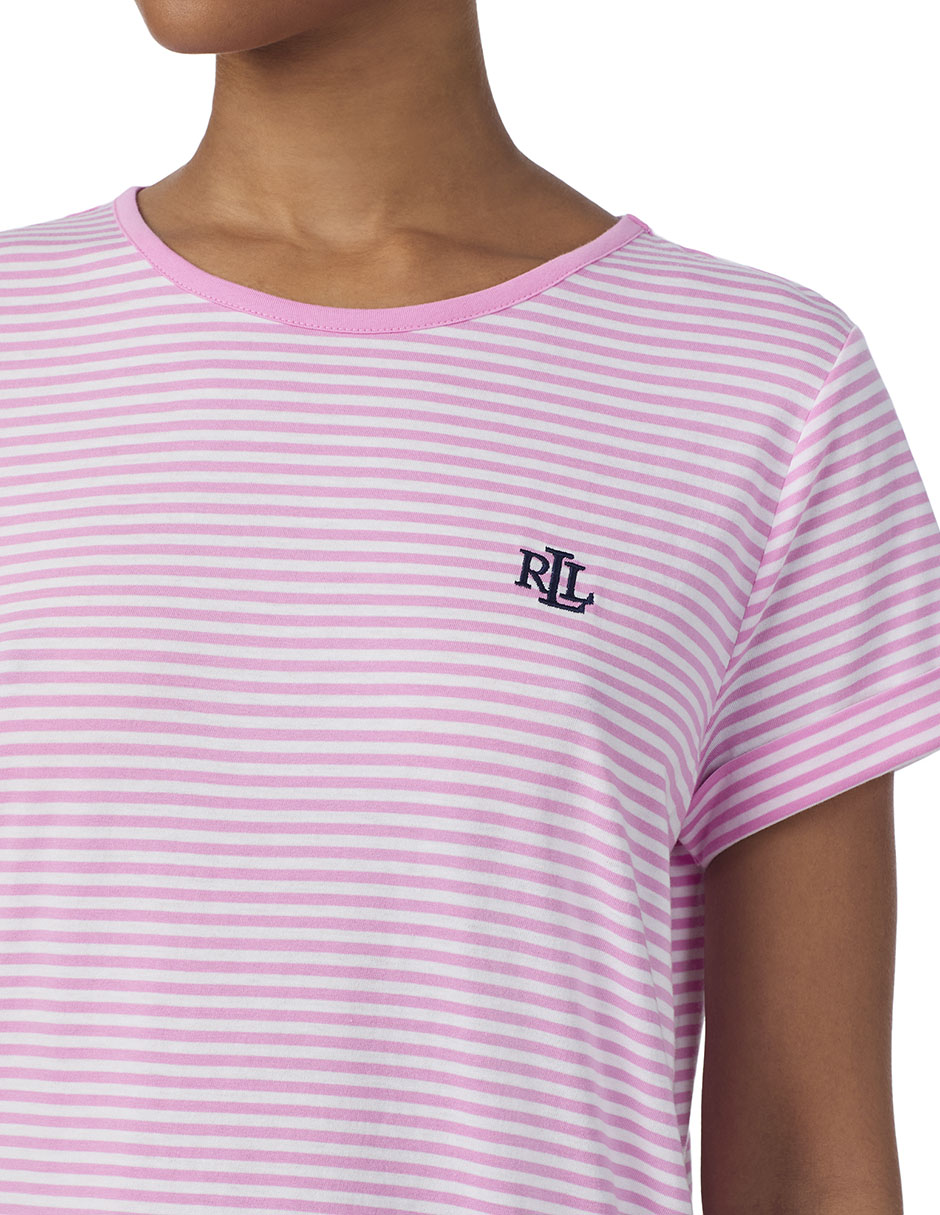 Camisón estampado a rayas de algodón 4
