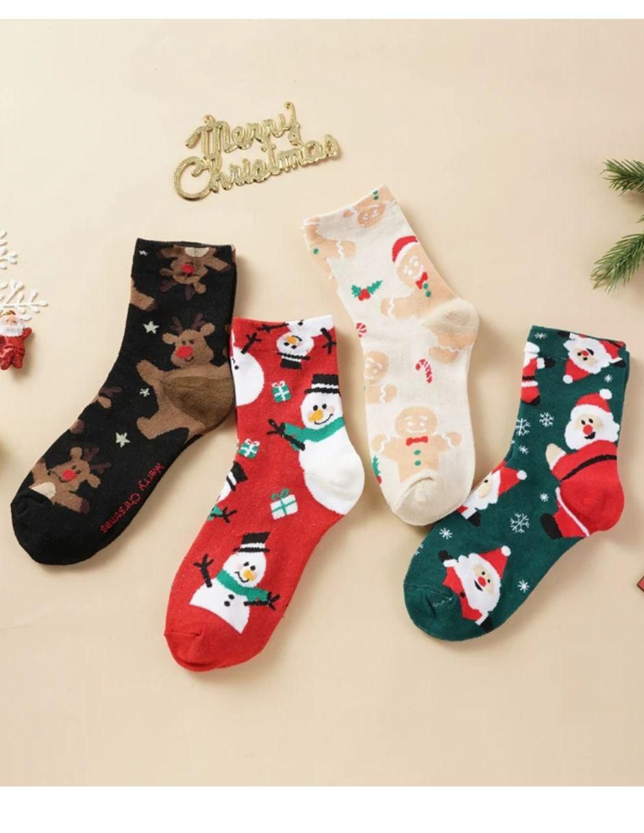 Set de calcetín navideño para mujer 4 pares 15