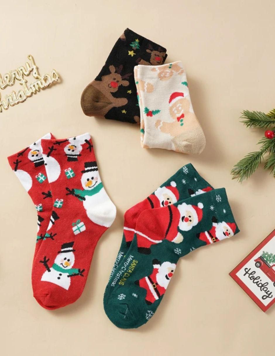 Set de calcetín navideño para mujer 4 pares 18