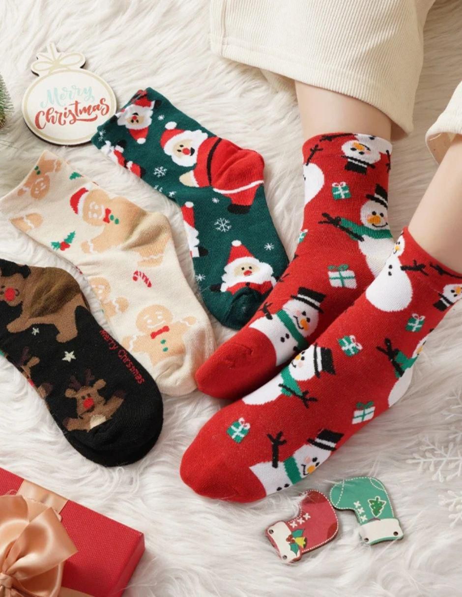 Set de calcetín navideño para mujer 4 pares 10