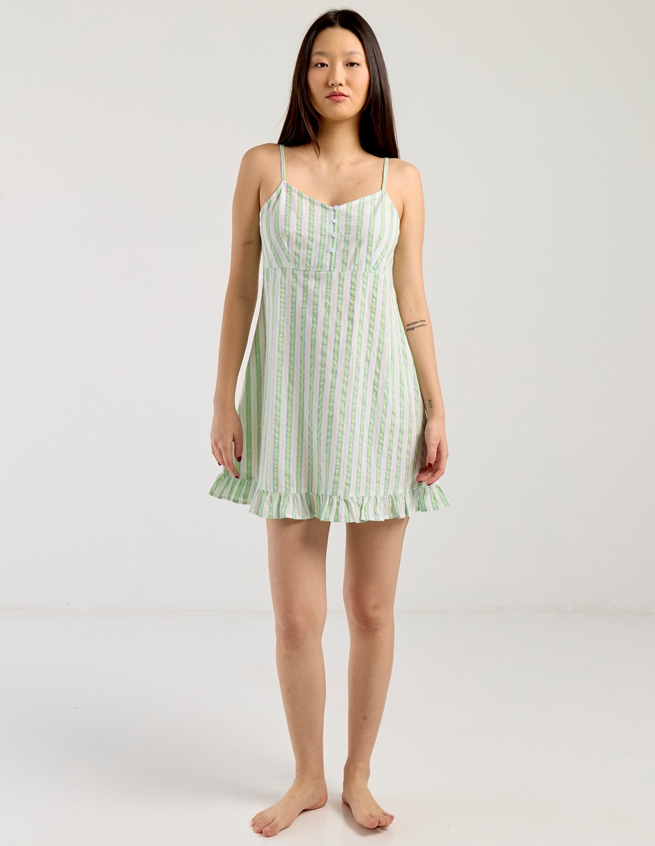 Camisón estampado a rayas de algodón