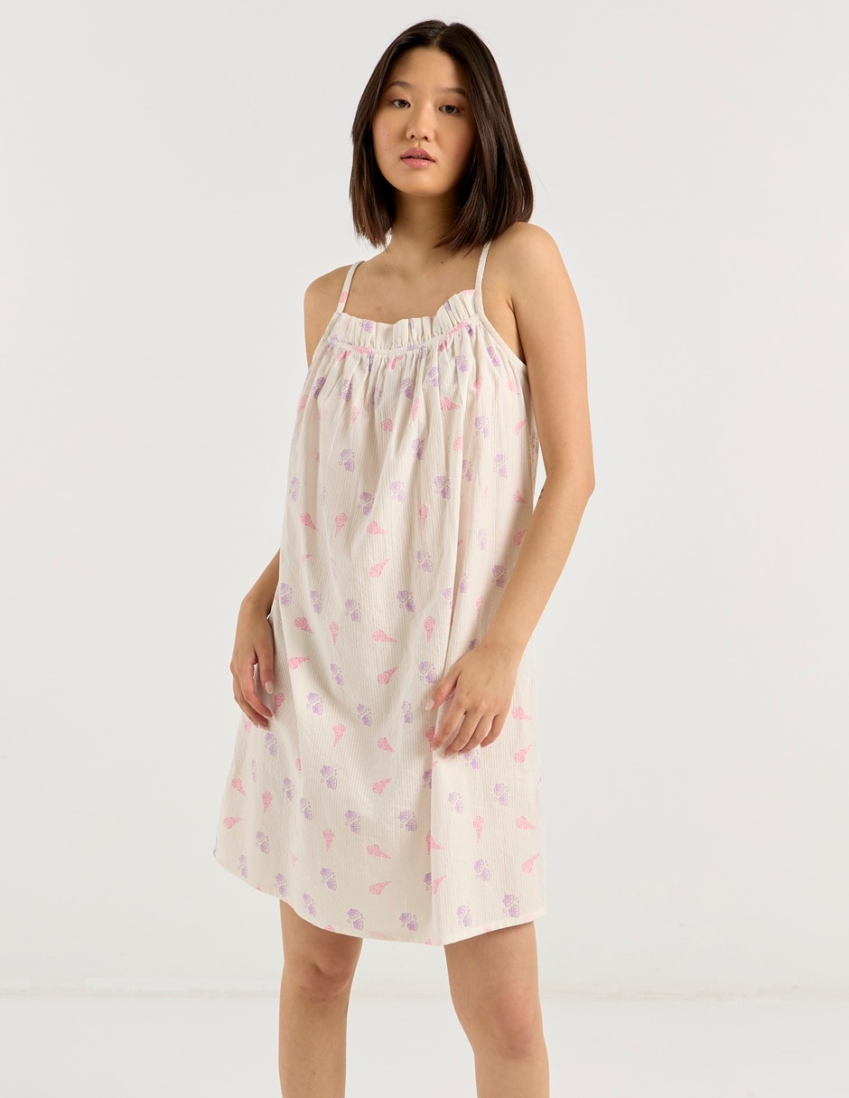 Camisón estampado gráfico de algodón
