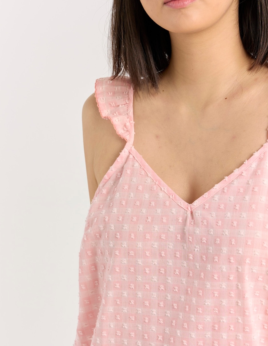 Camisón estampado a cuadros de algodón 4