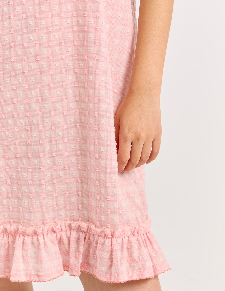 Camisón estampado a cuadros de algodón 5