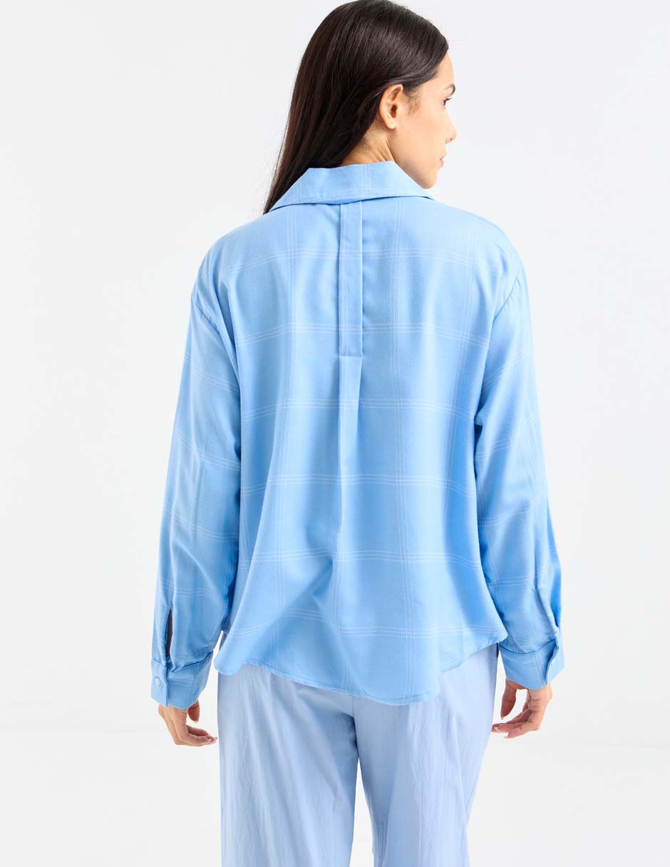 Playera pijama estampado a cuadros para mujer 2