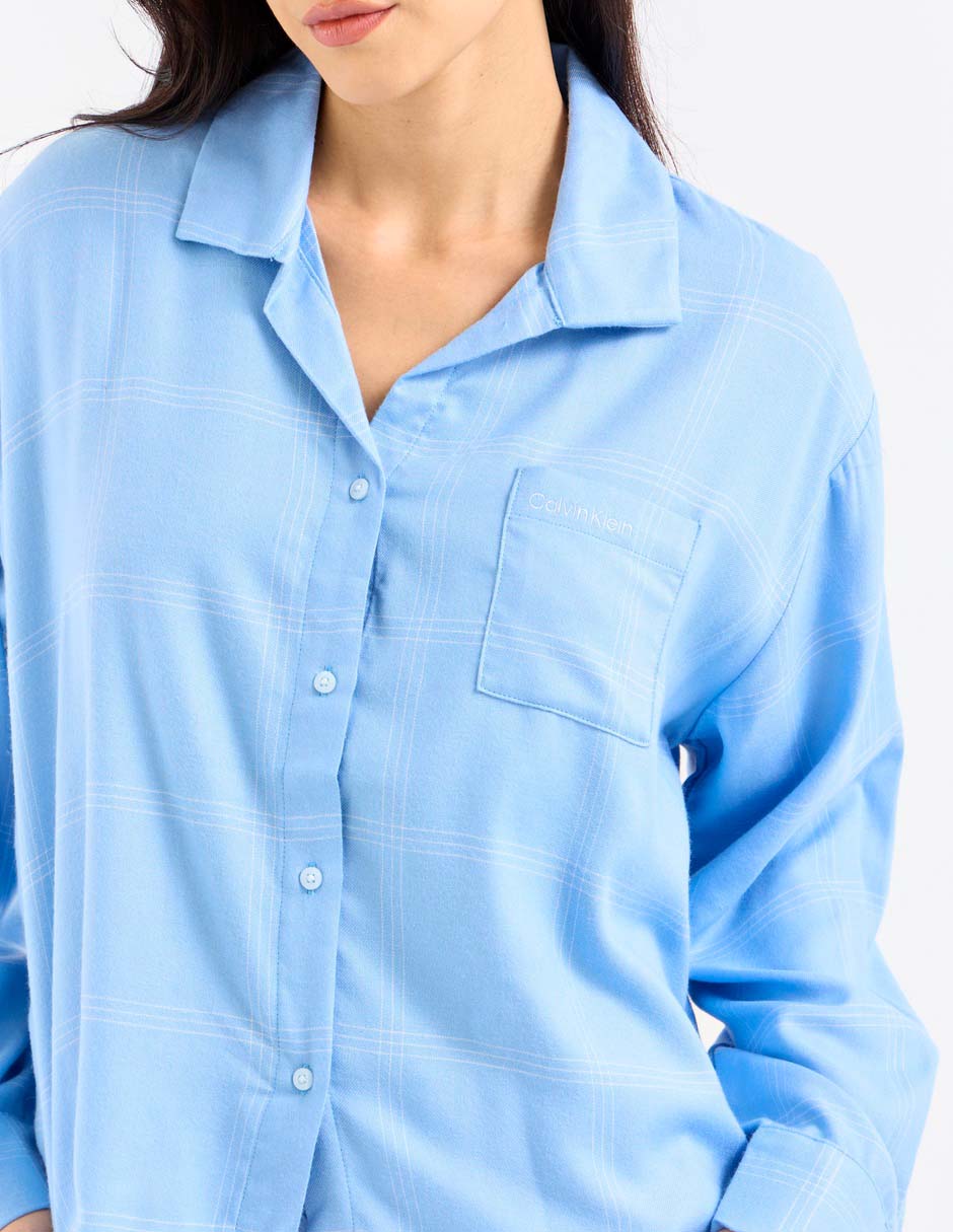 Playera pijama estampado a cuadros para mujer 4