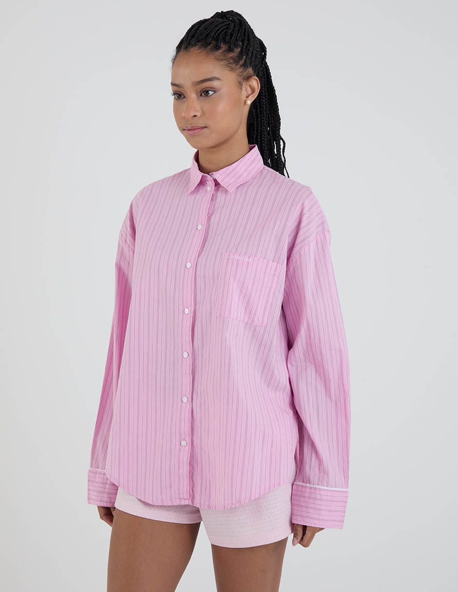 Playera pijama estampado a rayas para mujer Playera pijama estampado a rayas para mujer
