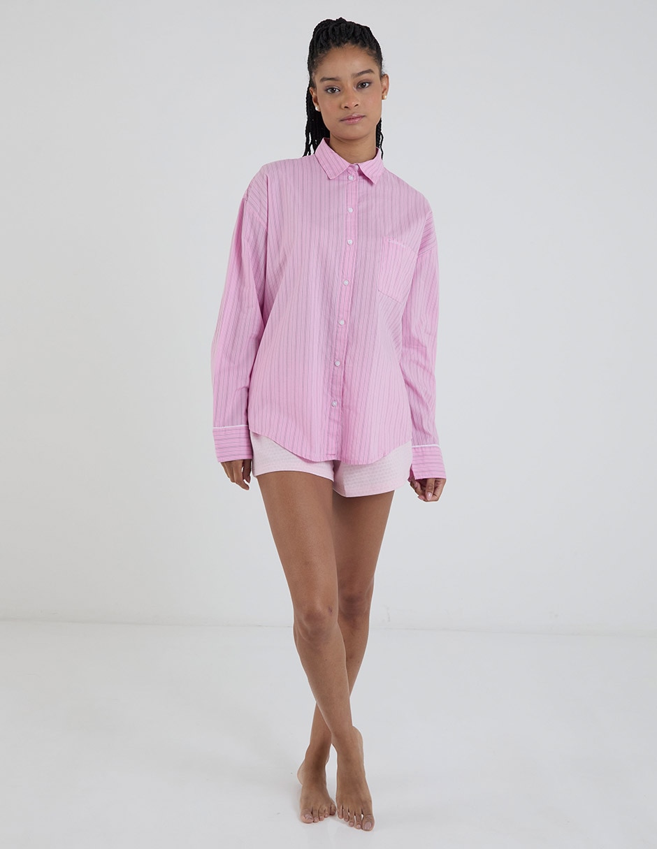 Playera pijama estampado a rayas para mujer 3